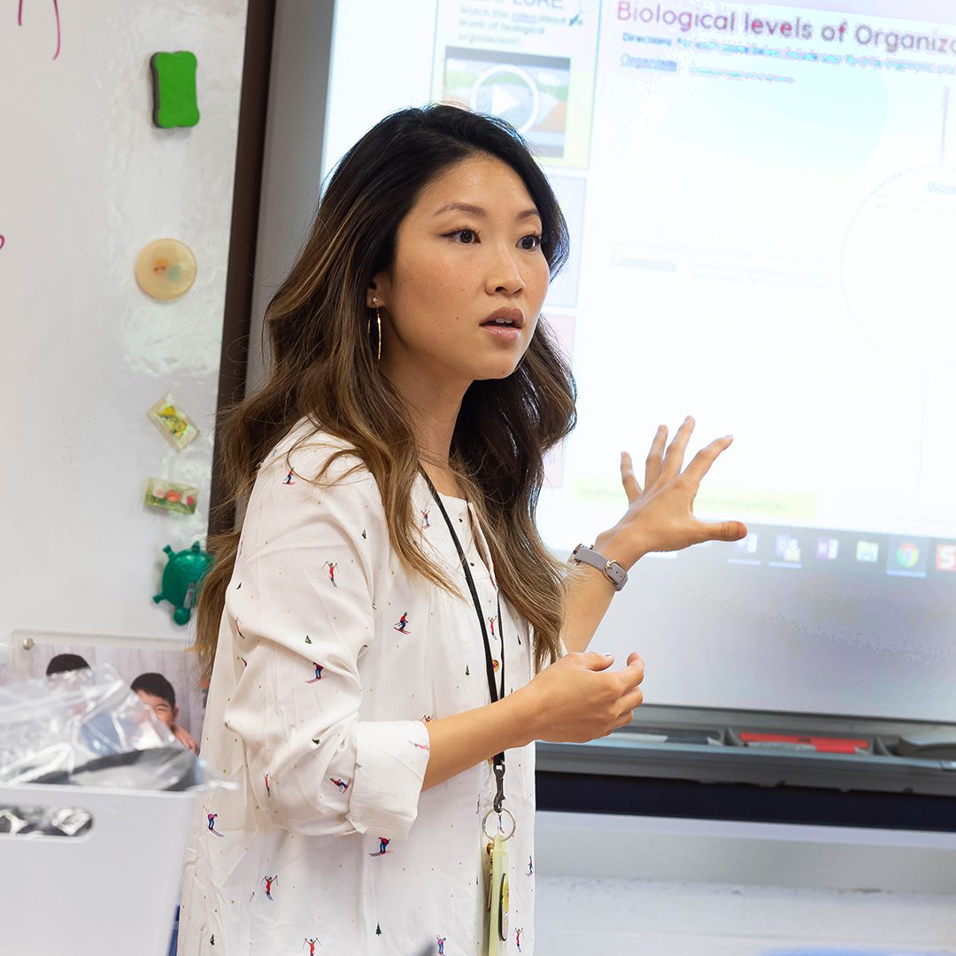 Teacher with whiteboard